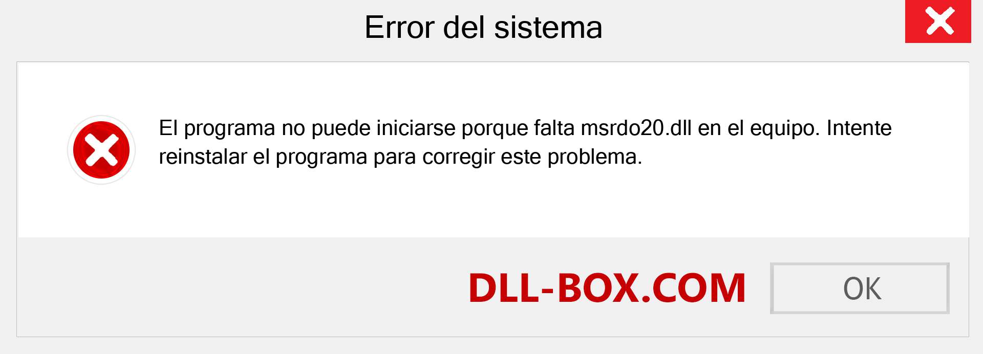 ¿Falta el archivo msrdo20.dll ?. Descargar para Windows 7, 8, 10 - Corregir msrdo20 dll Missing Error en Windows, fotos, imágenes