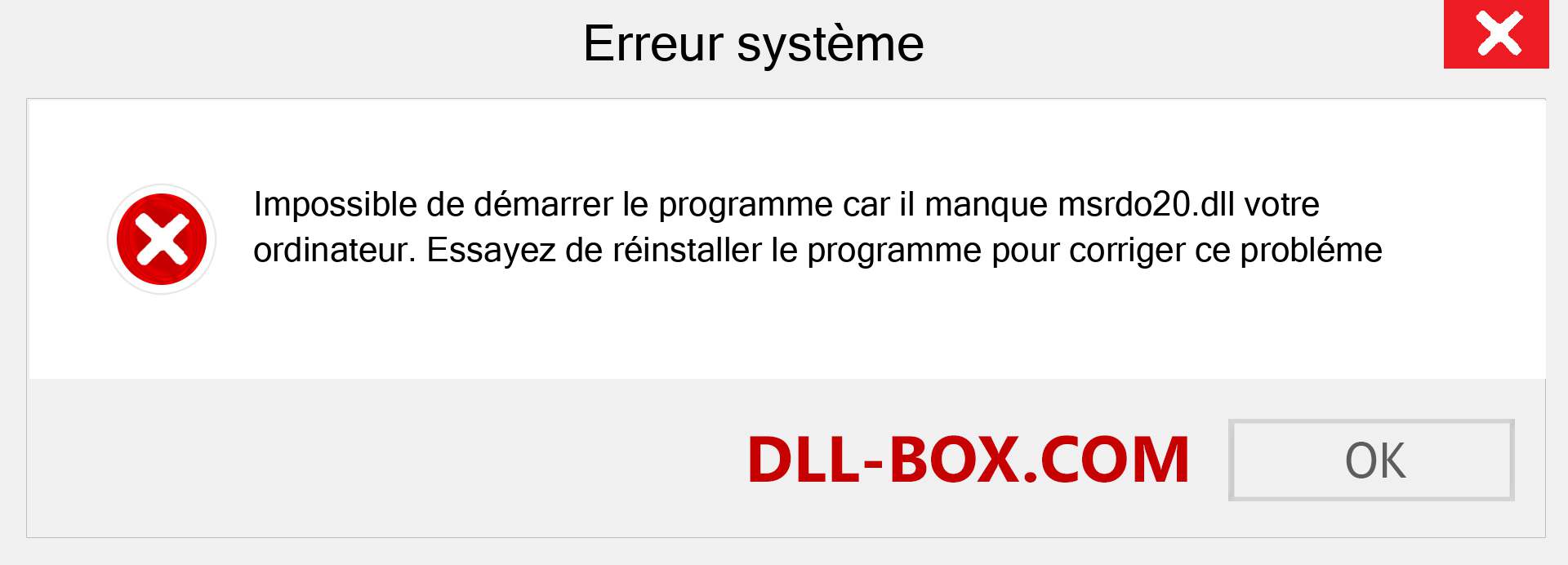 Le fichier msrdo20.dll est manquant ?. Télécharger pour Windows 7, 8, 10 - Correction de l'erreur manquante msrdo20 dll sur Windows, photos, images