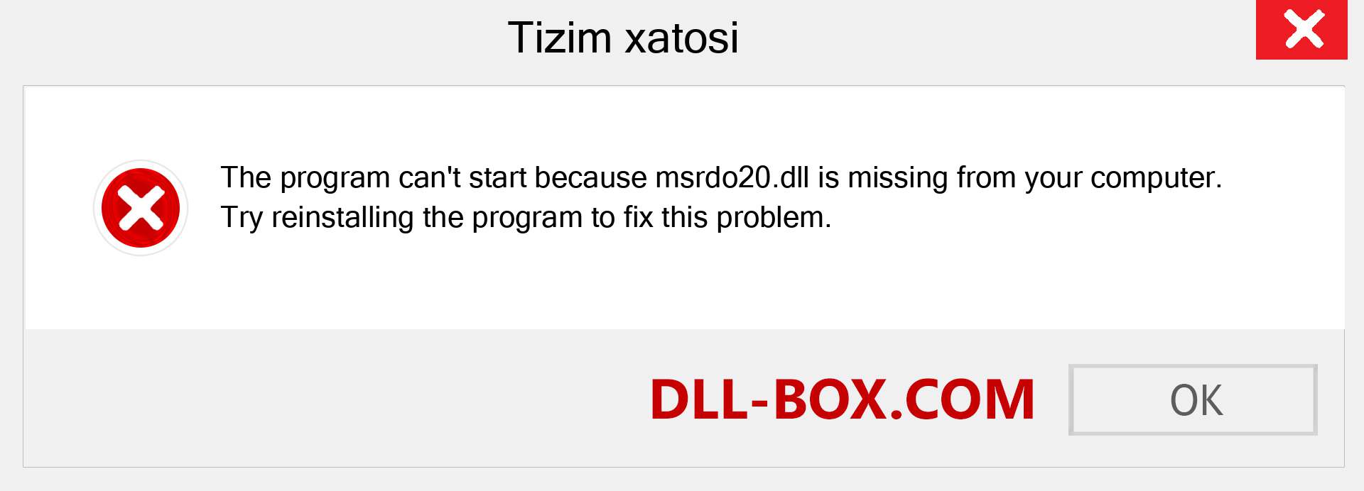 msrdo20.dll fayli yo'qolganmi?. Windows 7, 8, 10 uchun yuklab olish - Windowsda msrdo20 dll etishmayotgan xatoni tuzating, rasmlar, rasmlar